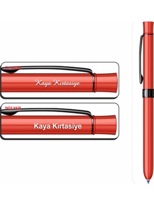 Isminize Özel Scrikss 93 Trıo Kırmızı Multifonksiyonlu Kalem
