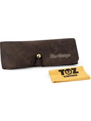 Toz Vintage Eskitme Deri Kahverengi Gözlük Kılıfı Lastik Kapamalı Yumuşak Koruyucu Kutu