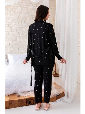 Morvarid Sabahlıklı Dantel Detaylı Pegasus Kadın Pijama Takımı-Çeyizlik Takım- Geniş Beden Aralığı