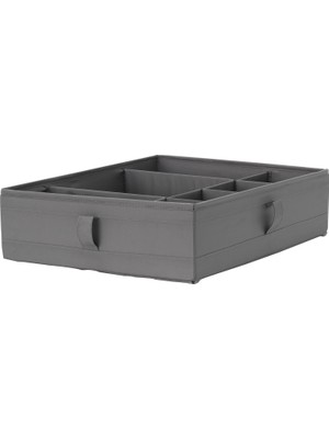 IKEA 44X34X11 cm Koyu Gri Bölmeli Kutu, Polyester Malzeme ile Şık ve Pratik Saklama Çözümü