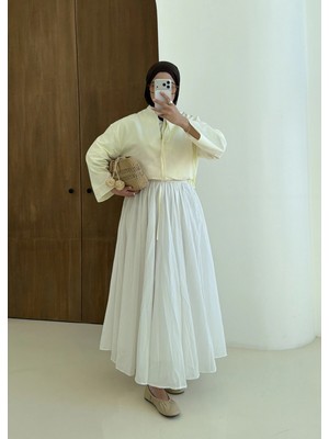 Moda Aksa 5480 Ipli Keten Bluz Sarı