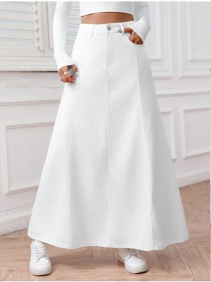 Vellichor Paraçlı Uzun Denim Etek