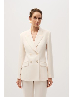 SHN Ekru Kruvaze Blazer Takım
