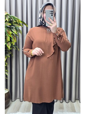 Elmas Tesettür Kadın Tesettür Giyim Büyük Beden Taşlı Fular Krep Abiye Tunik