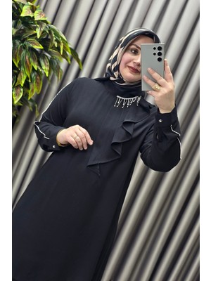 Elmas Tesettür Kadın Tesettür Giyim Büyük Beden Taşlı Fular Krep Abiye Tunik