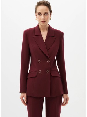 SHN Bordo Kruvaze Blazer Takım