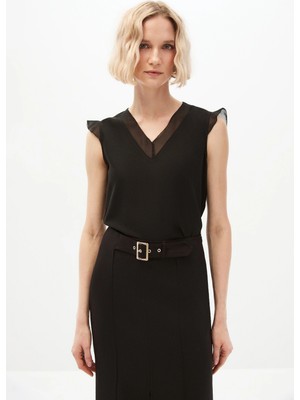 SHN Siyah V Yaka Bluz