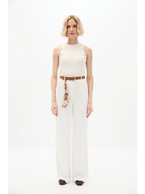 SHN Beyaz Kemerli Pantolon