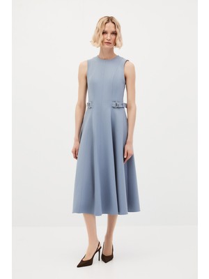 SHN Mavi D Tokalı Elbise