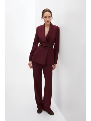 SHN Bordo Degaje Yaka Ceket Takım