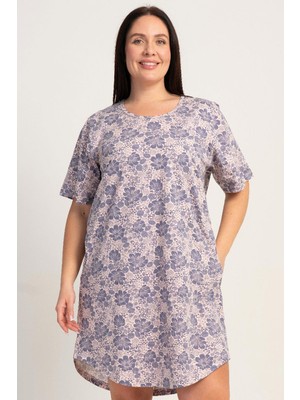 Vienetta Kadın Büyük Beden Kısa Kol Ekru Gecelik C4T2N0115