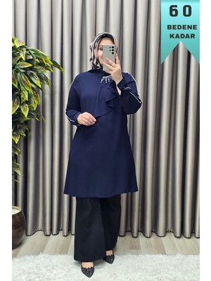 Elmas Tesettür Kadın Tesettür Giyim Büyük Beden Taşlı Fular Krep Abiye Tunik