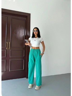 Zeo Basic Paraşüt Kumaş Kargo Cepli Bel ve Paça Lastik Detaylı Pantolon