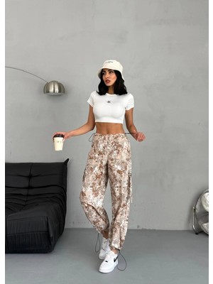 Zeo Basic Kamuflaj Paraşüt Kumaş Kargo Cepli Pantolon