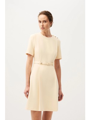 SHN Sarı Pilikaşeli Elbise