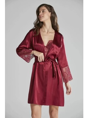 Pierre Cardin 6'lı Kaplı Midi Gecelik Sabahlık Set 6015 Bordo