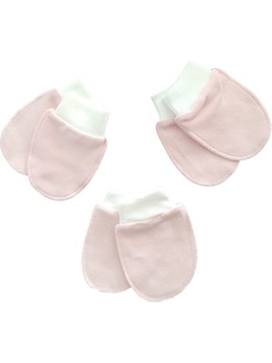 Baby Bakkal 3 Çift Altın - Pembe Pamuklu Bebek Eldiveni Kız Çocuk İçin Rahat Kullanım