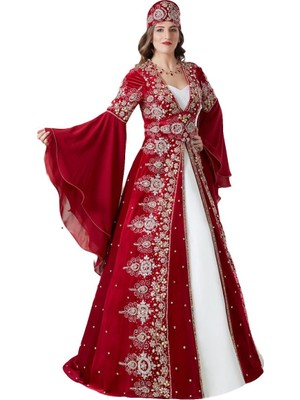 Ceyyiz 5 Parça Kadife Özel Dikim Bindallı Kına Elbisesi Kartanesi