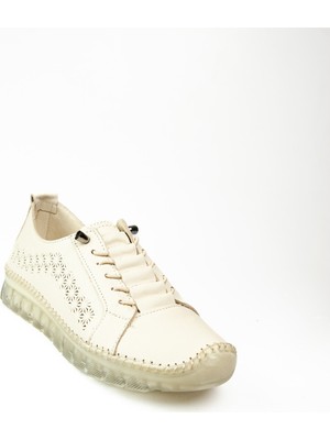 Noble 600 Bej Deri Kadın Günlük Ayakkabı