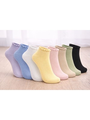 Sky Socks 10'lu Penye Pamuklu Fırfırlı Soft Renkli Kokulu Patik Unisex Kısa Spor Sneakers Çorap