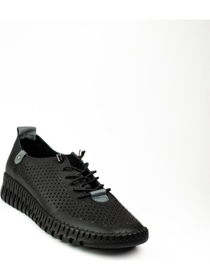 Noble 500 Siyah Deri Kadın Günlük Ayakkabı