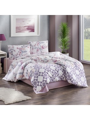 Kristal Çift Kişilik Ranforce Nevresim Takımı Motif Lila
