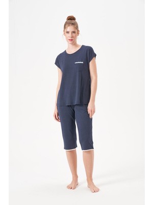 Pjs Kadın Lacivert Kapri Pijama Takımı 29132