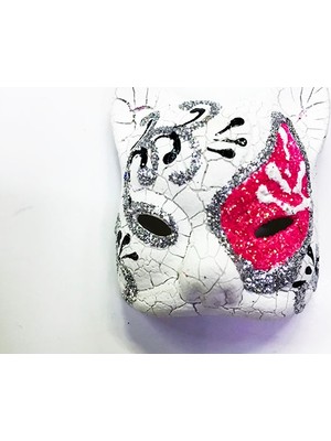 Pembe Renk Işlemeli Seramik Malzemeden Imal Venedik Kedi Model Magnet