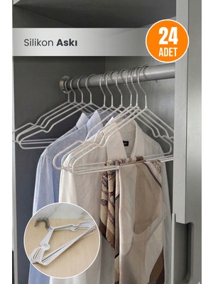 Orvila 12'li Silikon Kaplamalı Elbise Askısı Kıyafet Askısı Kaydırmaz Elbise Askısı