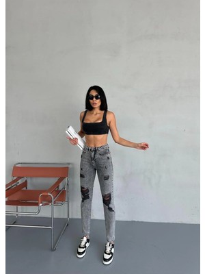 Zeo Basic Lazerli Mom Jean