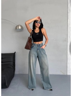 Zeo Basic Extra Baggy Tint Mavi Denım Pantolon
