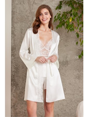 Pierre Cardin Saten Dörtlü Gelin Çeyiz Seti Ekru 7015