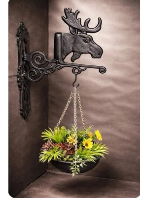 ANT ik tarzda   ÇİÇEK ASKISI  Geyik Motifli      Dökme Demir