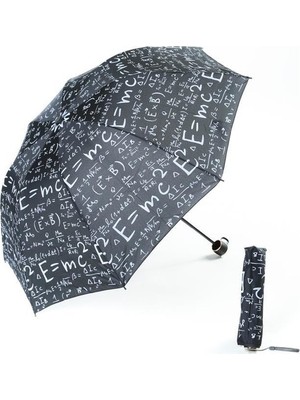Marlux Kadın Matematik Desenli Siyah Şemsiye Manuel Kullanım İçin Windproof Özellikli