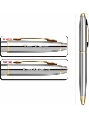 Isminize Özel Scrikss 35 Gold Krom Tükenmez Kalem & Dolma Kalem Seti