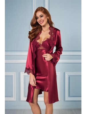 Pierre Cardin 6'lı Bordo Midi Gecelik Sabahlık Set 6335