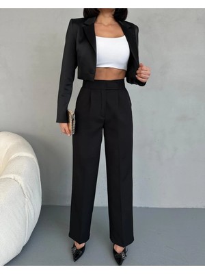 Zeo Basic Yüksek Bel Cırt Kapamalı Palazzo Pantolon