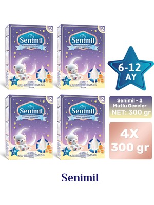 Senimil 2 Mutlu Geceler  Bebek Devam Sütü 300 gr (6-12 Ay)  4 Lü Avantaj Paketi