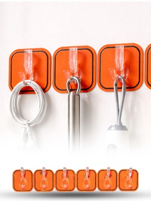 Omilife Kendinden Yapışkanlı Askı Tek Parça Renkli 6 Kancalı Pratik Duvar, Banyo, Mutfak Askısı