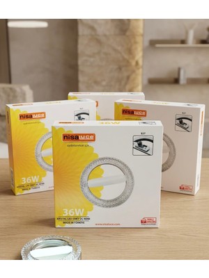 My Support Nisa Luce 36W Kristal LED Simit Avize - 3 Renk Seçenekli Modern Tavan Lambası