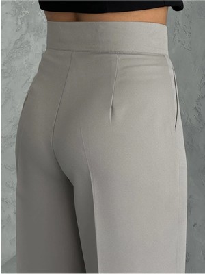 Zeo Basic Kadın Yüksek Bel Cırt Kapamalı Palazzo Pantolon