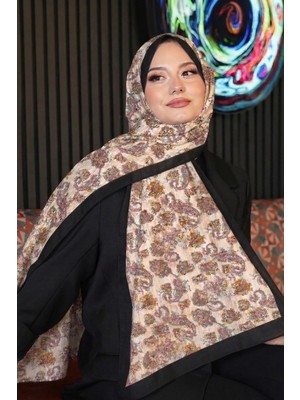 Afvente Mini Paisley Desen Leylak Soft Pamuk Şal