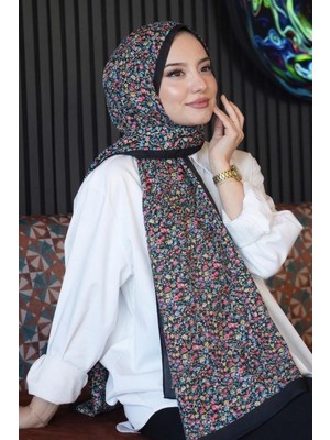 Afvente Mini Çiçek Desen Turkuaz Soft Pamuk Şal