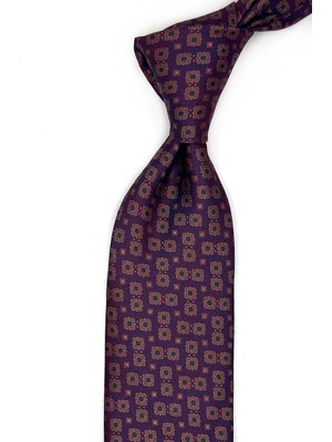 Kravatkolik Bordo - Lacivert Motif Desen Mendilli Klasik Kravat KK13659