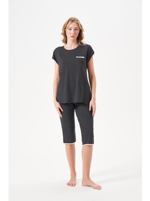 Pjs Kadın Siyah Kapri Pijama Takım 29132