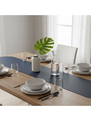 Grand Fine Art 4+1 Adet Deri Amerikan Servis+Runner Set (4 Amerikan Servis -1 Runner )