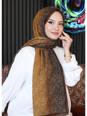 Afvente Paisley Desen Bronz Kahve Pamuk Şal