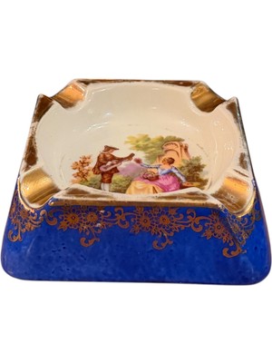 Fransız Limoges Porselen Küllük - 11 cm 11 cm 4 cm Ölçülerinde