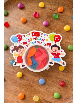 Msticker 23 Nisan Kutlu Olsun Çocuk Temalı Şeker Kutusu 10’lu Set – Kapaklı Mini Bayram Şeker Kabı, Hediyelik