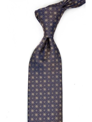 Kravatkolik Bej - Mavi Küçük Desen Mendilli Klasik Kravat KK13625